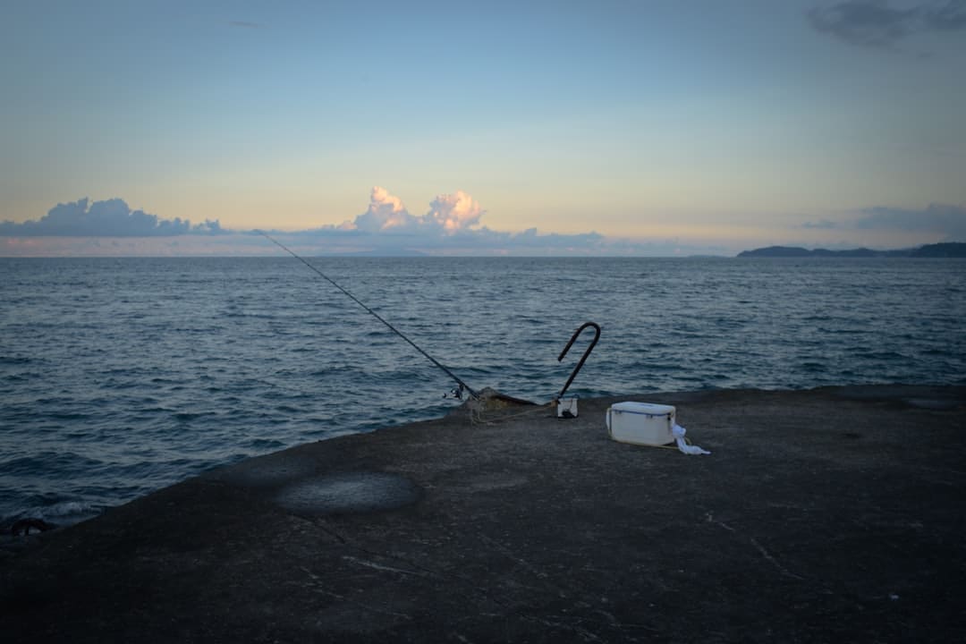 A person tuna fishing on a boat.